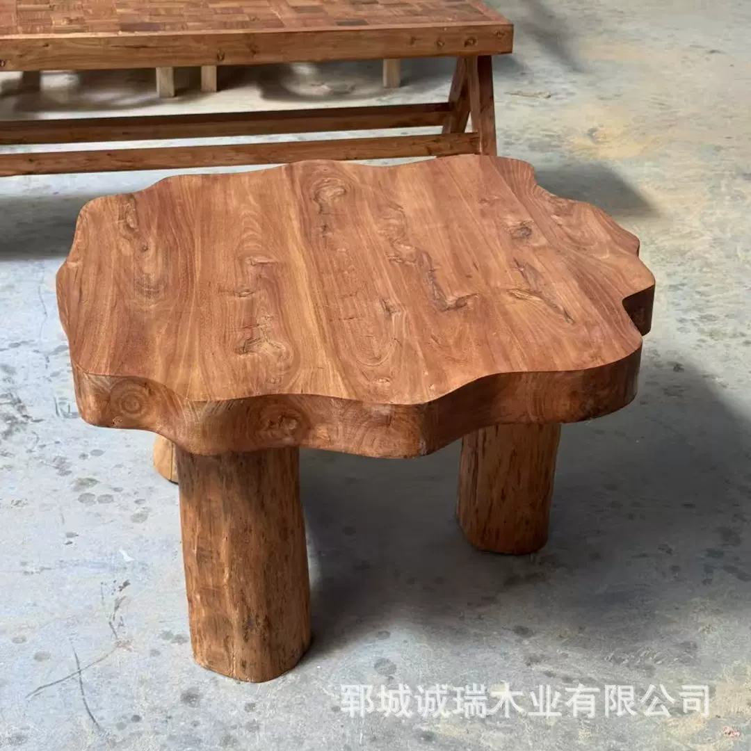 老榆木云朵茶几家用客厅沙发角几茶桌实木异形不规则干泡茶台矮桌