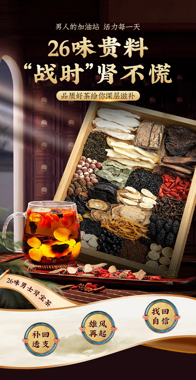 Eight Treasure Herbal Tea for Men 500g with Ginseng Goji Mulberry and Red Dates Cold Brew Wellness Tea overview
