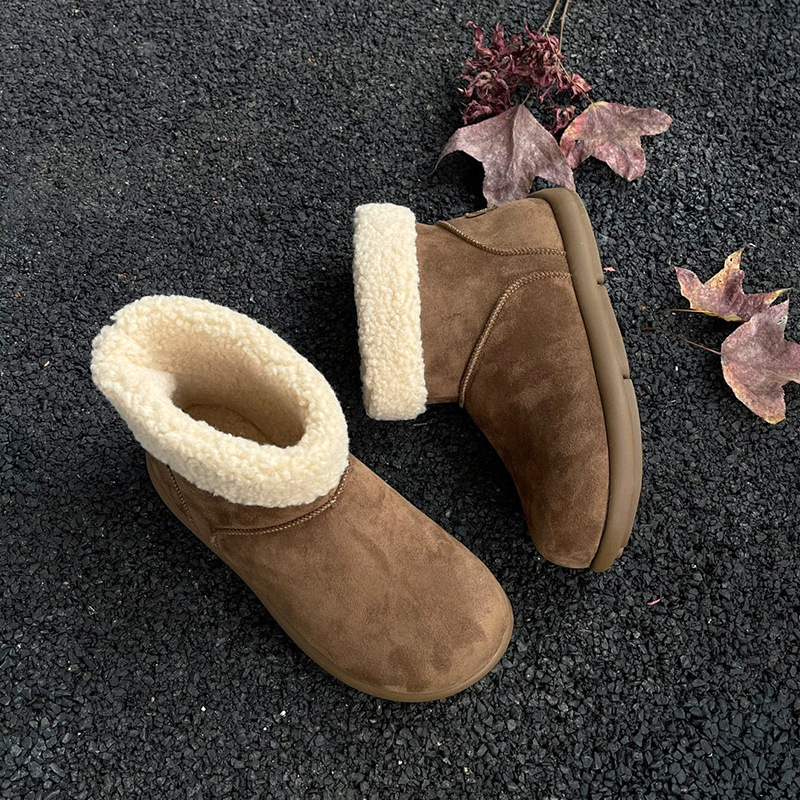 Stivali da neve da donna in vera pelle di pecora 2025, stivaletti invernali foderati in pile in stile britannico, scarpe casual antiscivolo_voghion.com