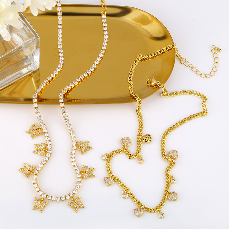 retro butterfly diamond clavicle chain