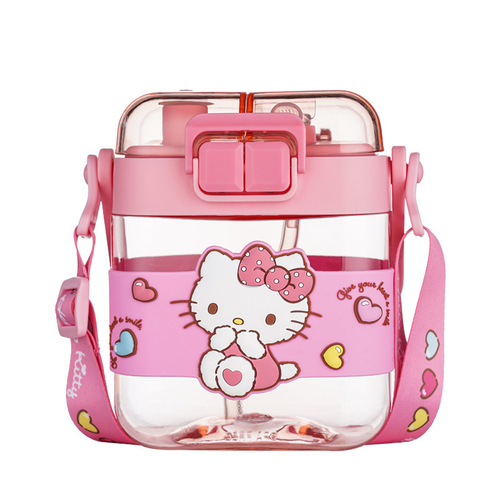 hellokitty water cup cute girls high-looking Sanrio plastic cup portable children and students double drinking