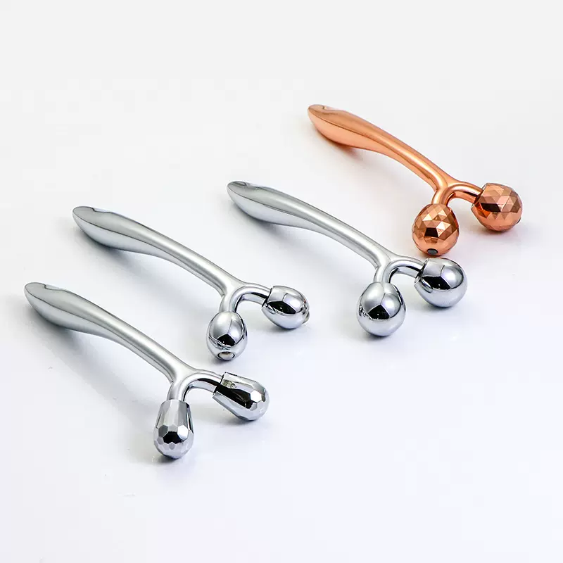 金属脸部滚轮式按摩棒家用面部按摩仪3D滚轮脖子按摩棒护肤美容棒