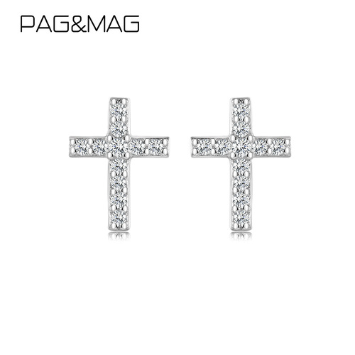 PAG&MAG Cross Earrings Silver Needle S925 Silver Earrings Earrings European and American Fashion Jewelry Religious Jewelry Wholesale