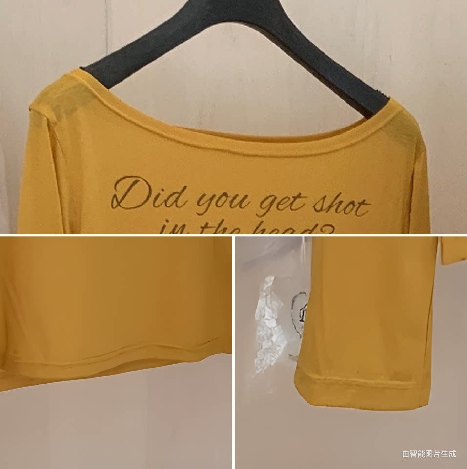 Áo thun nữ tay dài cổ tròn in chữ, phong cách Hàn Quốc, chất liệu cotton thoáng mát — màu đen, màu trắng, màu xám, màu vàng chi tiết 5