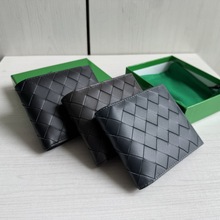 头层牛皮真皮编织钱包男士女士皮夹 对折卡包钱夹编制2折卡夹短夹