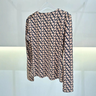 Qiao Ernan Oil Factory New Stretch Elegant European and American Foreign Trade New Full Body V Mother Printing Long Sleeve Base Shirt