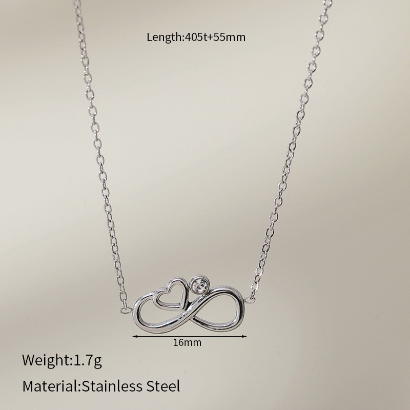 Women's Gender Wholesale Jewelry Lady Heart Shape Stainless Steel Beaded Chain Necklace