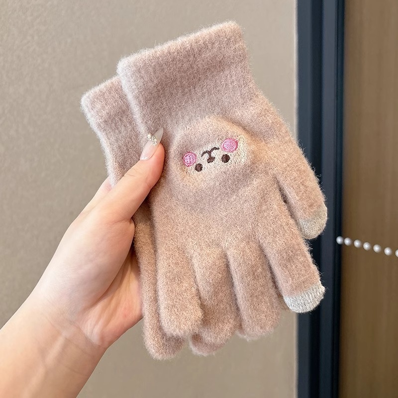 Niños guantes de medio dedo estudiantes de primaria caliente a prueba de frío guantes de dedo de punto 2025 nuevo guantes a prueba de viento y frío