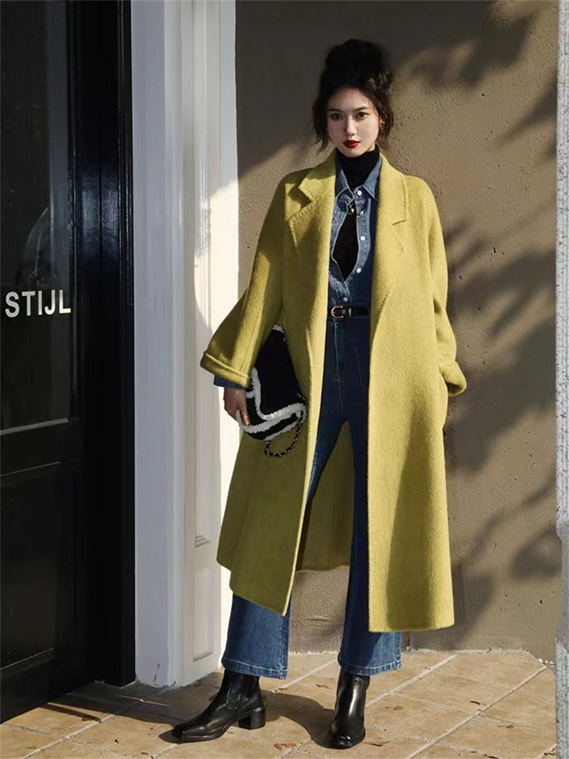 Max Mara Green Coat With Belt Green Long Winter Warm Wool Coat
