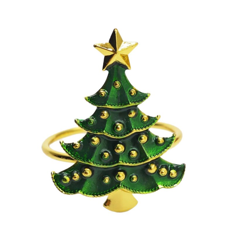 ヨーロッパとアメリカの売れ筋ホテルクリスマスシリーズナプキンリング装飾ゴールデン装飾クリスマスツリーナプキンリングメーカー卸売|undefined