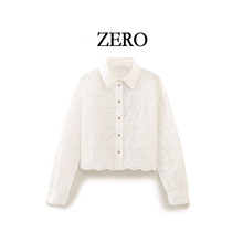 ZERO 自制 欧美风 百 经典 新款女装 小个子穿搭镂空刺绣短衬衫