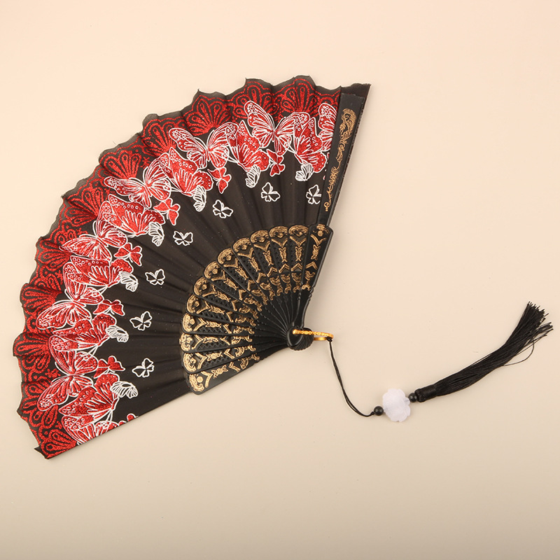 Abanico Plegable de Encaje de Plástico, Estampado, para Danza image 28