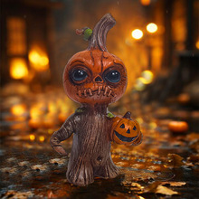 万圣节装饰树脂摆件新款南瓜精灵手办摆件花园庭院节日桌面装饰