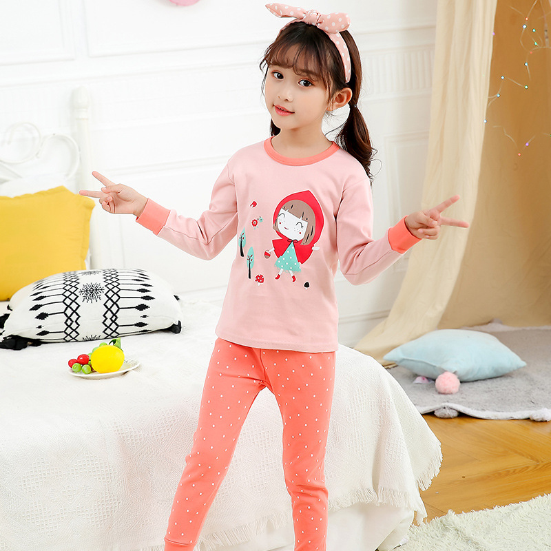 Brand Pure Cotton Kidsren's Autumn Clothes and Long Pants Set Boys' Base Intimates 100% Cotton Girls' Pajamas