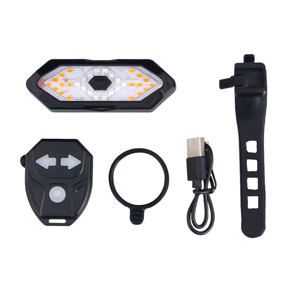 Luces de bicicleta, luces traseras de dirección de control remoto, luces izquierda y derecha, carga USB, conducción nocturna de montaña, LED con bocina, luz de advertencia impermeable