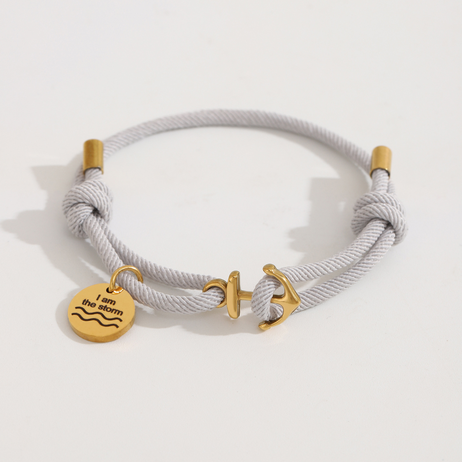 Round Anchor Milan Light Gray Bracelet Gold Accessories