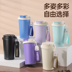双饮口咖啡杯高颜值316不锈钢陶瓷内胆保温杯来图刻字随手铃兰杯