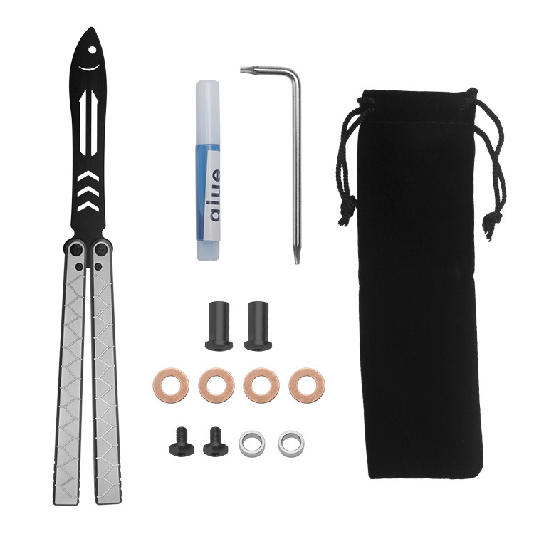 Nuevo divertido pez mariposa cuchillo plegable cuchillo mango de aluminio hoja sin abrir cuchillo de acero inoxidable herramienta de práctica al aire libre fábrica en stock al por mayor