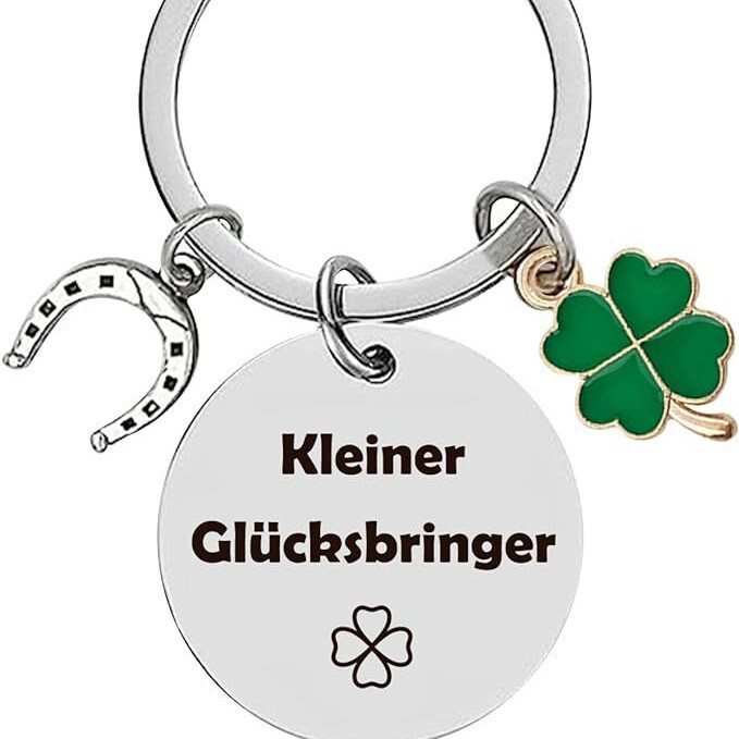国境を越えた虹四葉草幸運符ドイツ語kleinergluchsbringerステンレス彫刻キーホルダー|undefined
