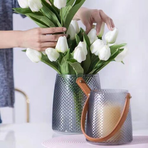 Nordic creative simple glass vase transparent decorative ornaments light luxury living room flower arrangement flower water care handheld flower device