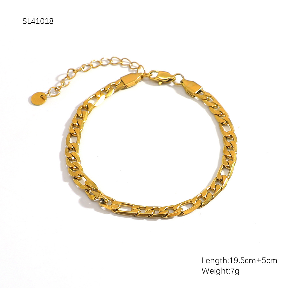 6g Weight 0.03µm-0.05µm Gold Plating Thickness PVD Coated Gold Plating Process Real Gold Plated Plating Material Bracelets Classification 304 Stainless Steel Chain Material 18K Gold Plating Color 1 Piece Quantity Holiday, Daily Occasion 304 Stainless Steel Material Geometric Pattern Women's Gender Simple Style, Classic Style Style Waterproof Non Tarnish Craft PVD Coated Real Gold Plated 18K Gold Geometric 304 Stainless Steel Simple Style Classic Style Waterproof Non Tarnish 304 Stainless Steel Bracelets 16