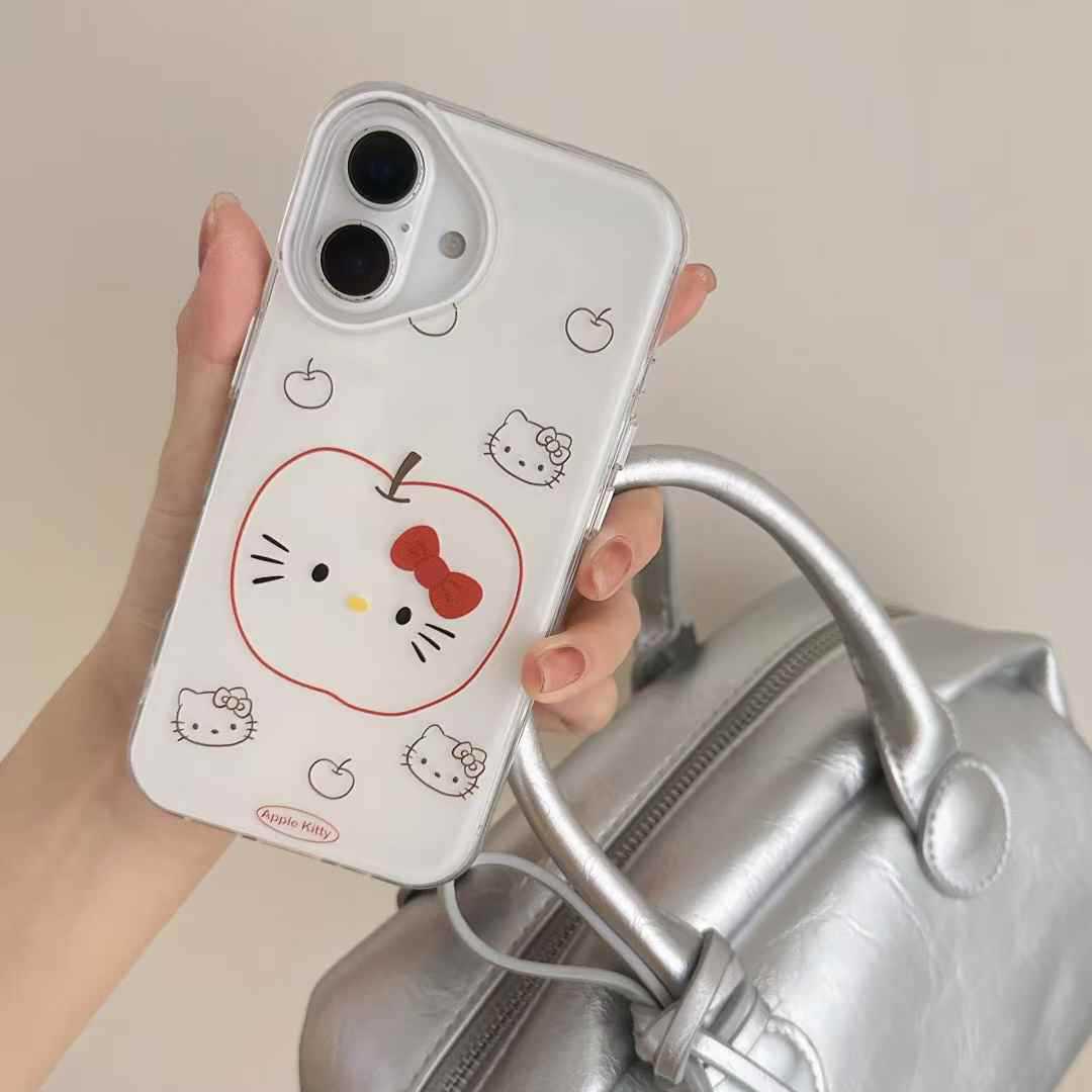 Niña línea ins Apple kt aplicable iPhone16ProMax colgante Apple 14/15 funda para teléfono móvil 13 dibujos animados