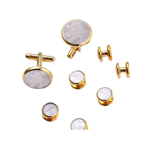 Dali Men's Cufflinks Set, French Shirt Round Oil Shell Cufflinks, 8-Piece Set