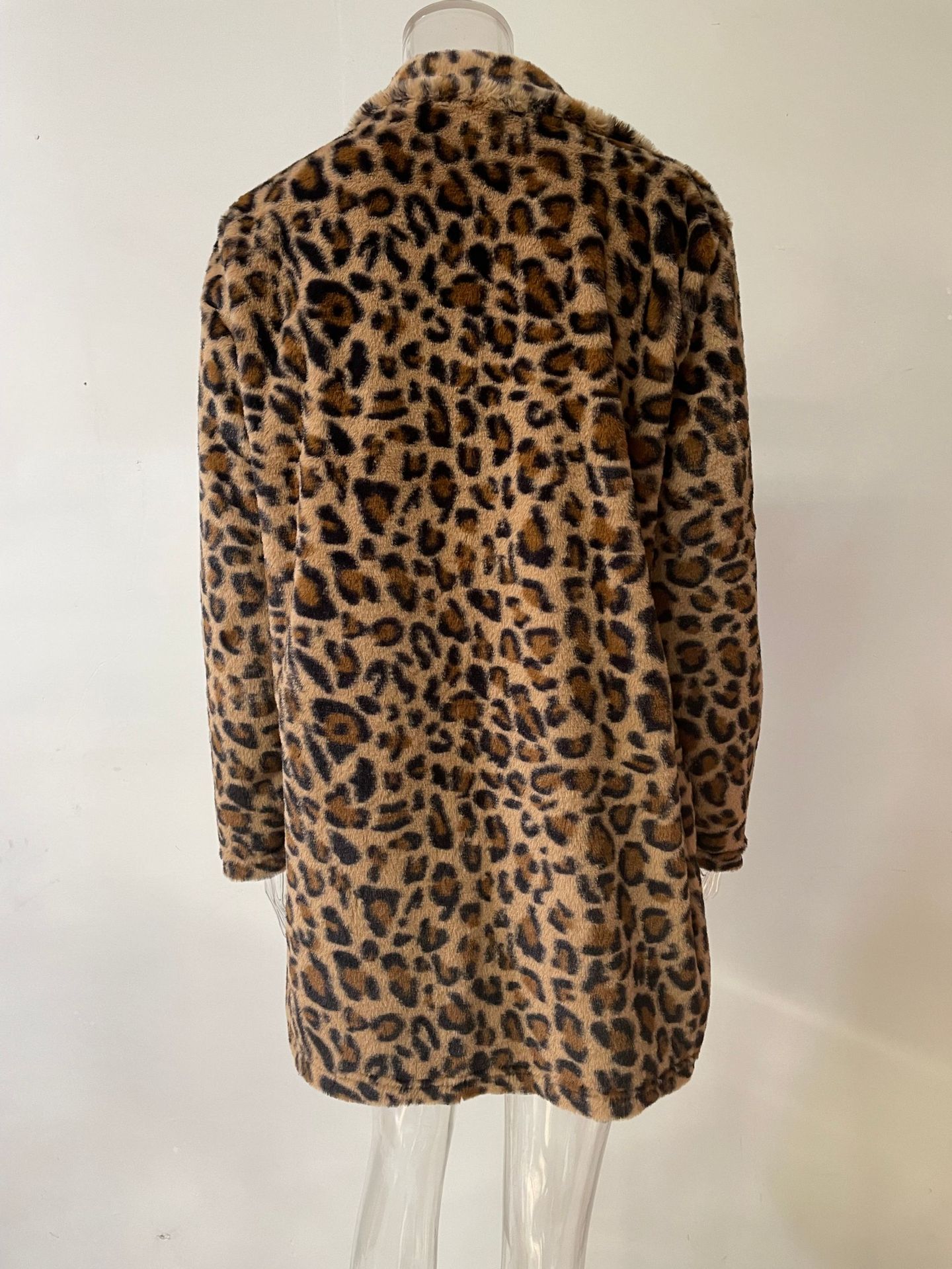 Fashion Leopard Polyester Placket Coat Woolen Coat