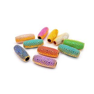 Acrylic electroplated color Oval straight hole beads diy braid decorative accessories dirty braid hair hair beads wholesale