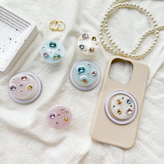 小清新ins風手機氣囊支架磁吸粘貼可伸縮水鑽寶石渲染桌面支撐架