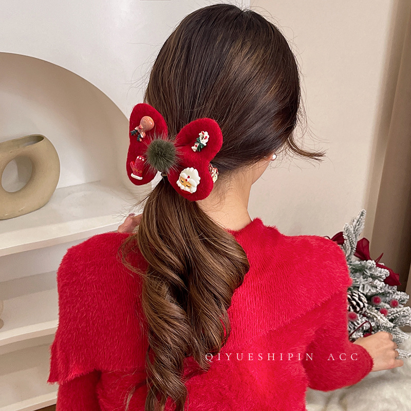 Bolas de pelo de Navidad arco intestino grueso anillo de cabello de alta calidad estilo estilo de diseño de cabello de nicho toque de cabello
