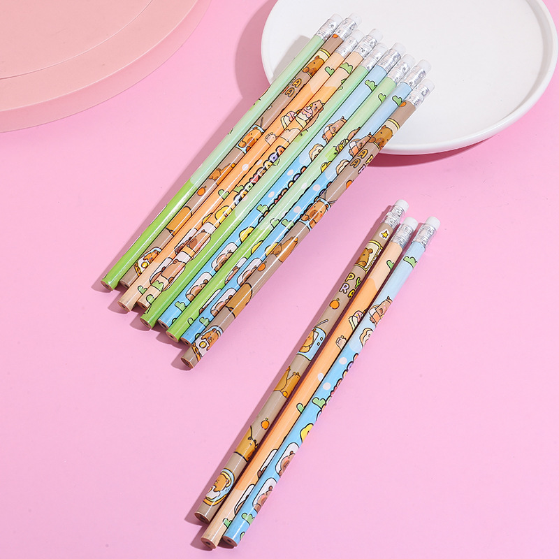 Kapibala Pencil Cute Cartoon Hb School Supplies Writing Practice with Eraser Kidsren's Cross-Border Special Pencil