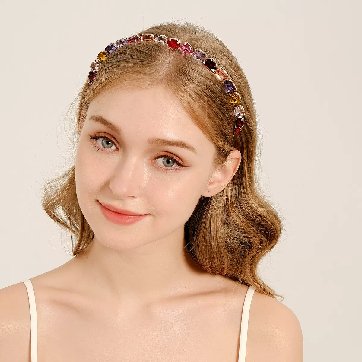 欧美新款水钻细发箍女百搭水晶发饰儿童圣诞新年礼物彩色水钻头箍