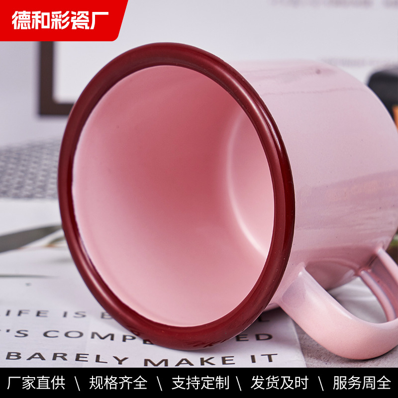SEDEX4P borde retro taza de esmalte regalo taza de agua tetera vino taza de esmalte tradicional de estilo antiguo fábrica directa