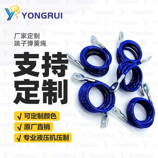 厂家定制端子弹簧绳 包胶弹簧绳压制端子 安全防盗锁钢索多颜色