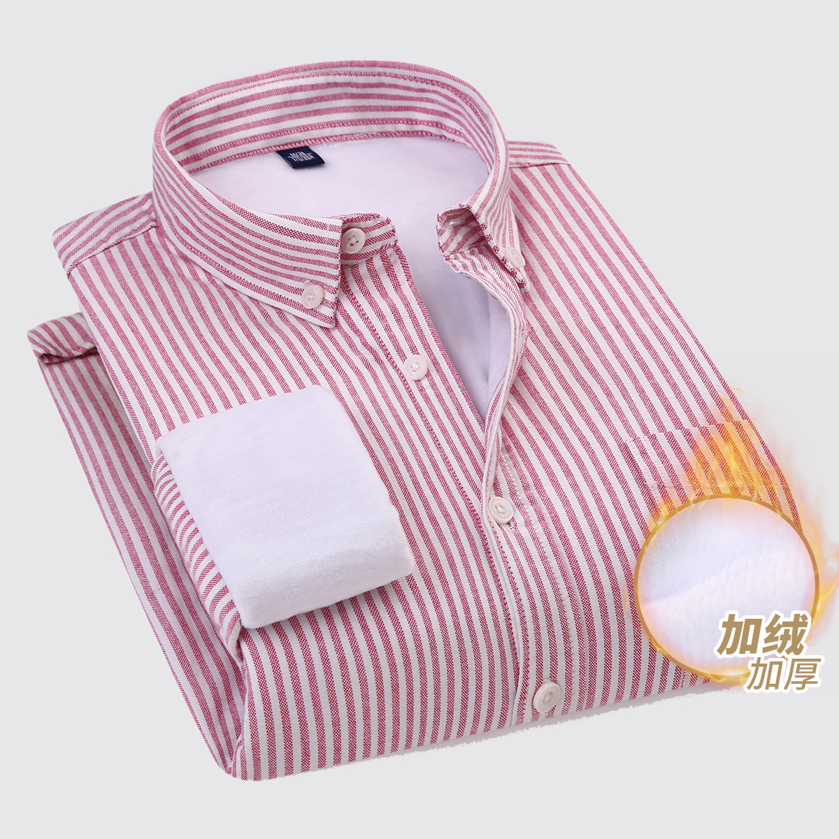 Dongyu メンズ秋冬オックスフォードテキスタイルメンズシャツプラスベルベット暖かいシャツメンズ純綿厚手のシャツ在庫卸売