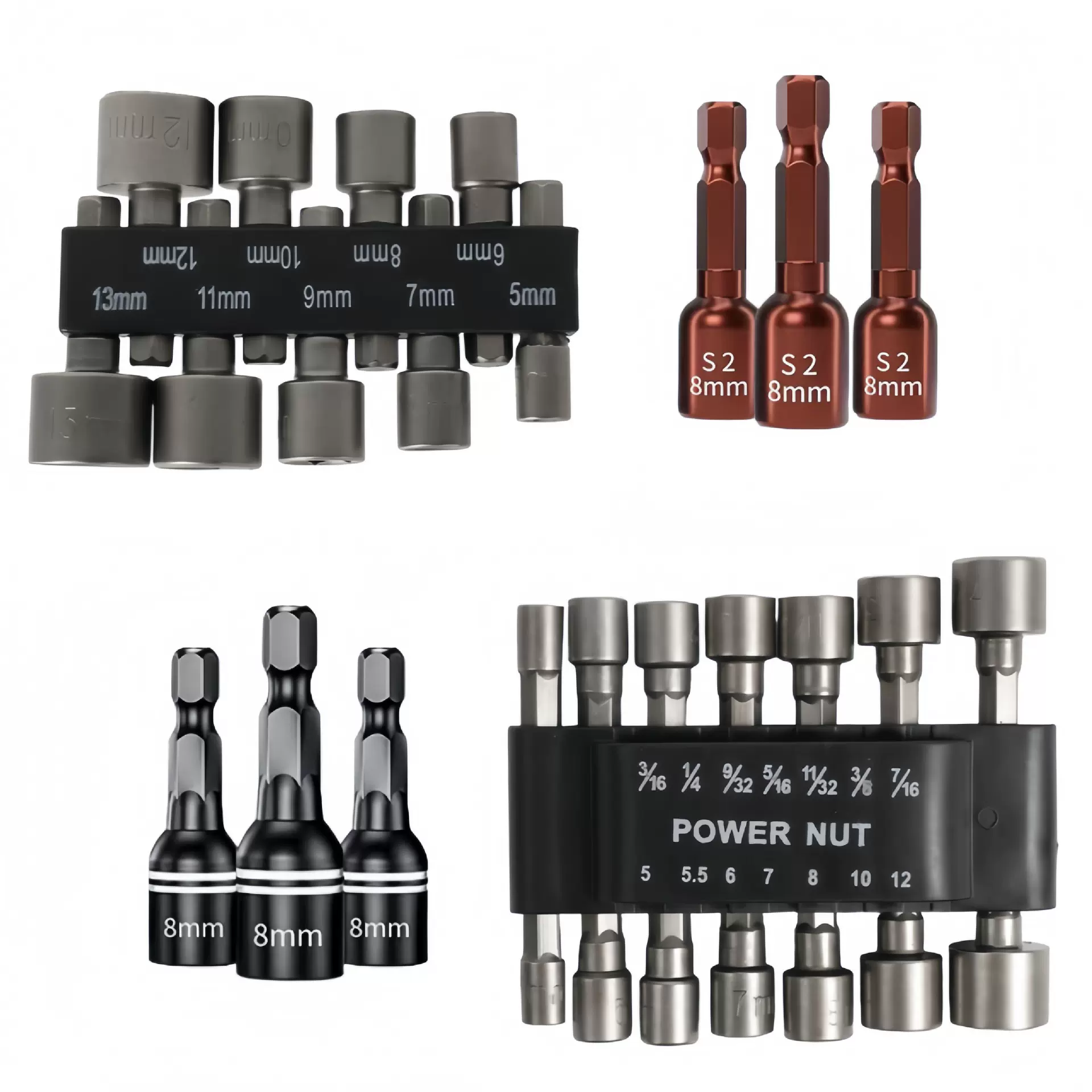 14PCS 9PCS 组合套筒家用工具批头转换头六角螺丝电动风批