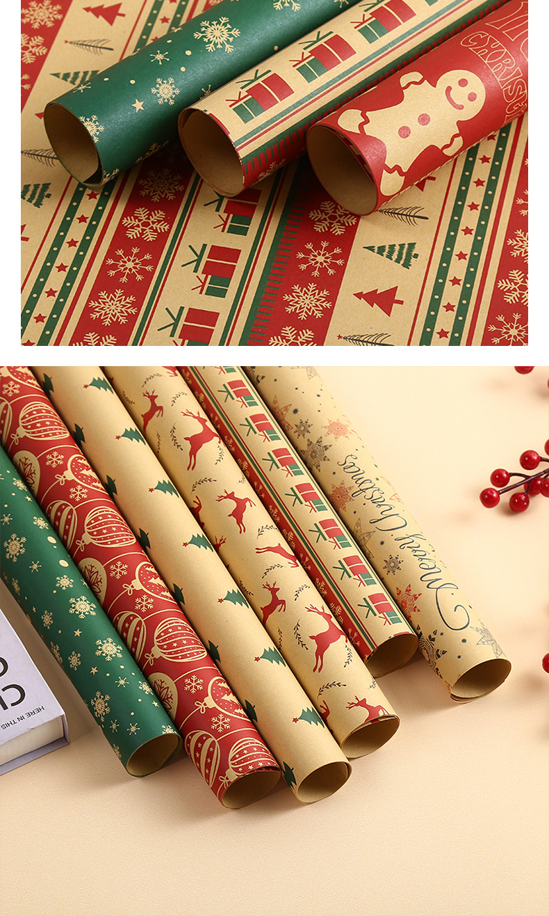 Weihnachten Retro Weihnachtsbaum Elch Papier Gruppe Zubehör Für Geschenkverpackungen display picture 3