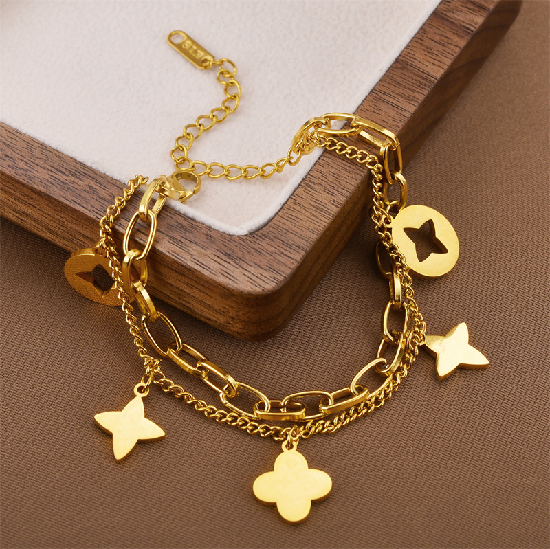 Joyas transfronterizas europeas y americanas Pulsera de acero de titanio de todo fósforo Versión coreana del temperamento bohemio Pulsera de acero de titanio que no se desvanece Joyería femenina