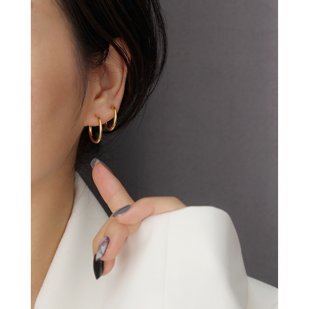 925 Sterling Silver Ear Needle Material Simple Style Circle Silver Earrings Plating 925 Silver Earrings