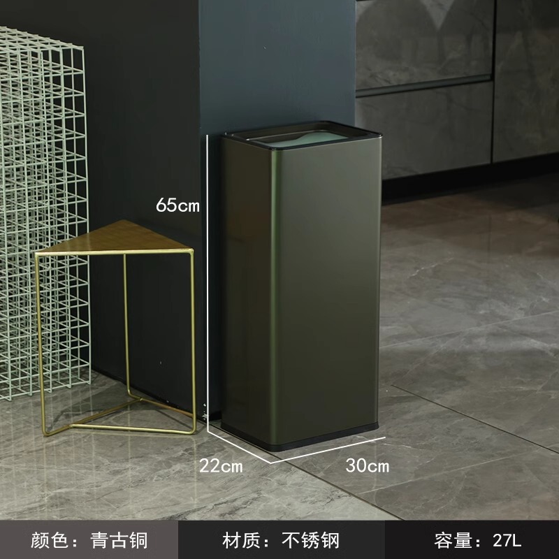 ステンレス製ゴミ箱、浴室用ペーパータオルロッキング蓋バケツ、大容量オフィスロビー廊下直接投げ収納バケツ|undefined