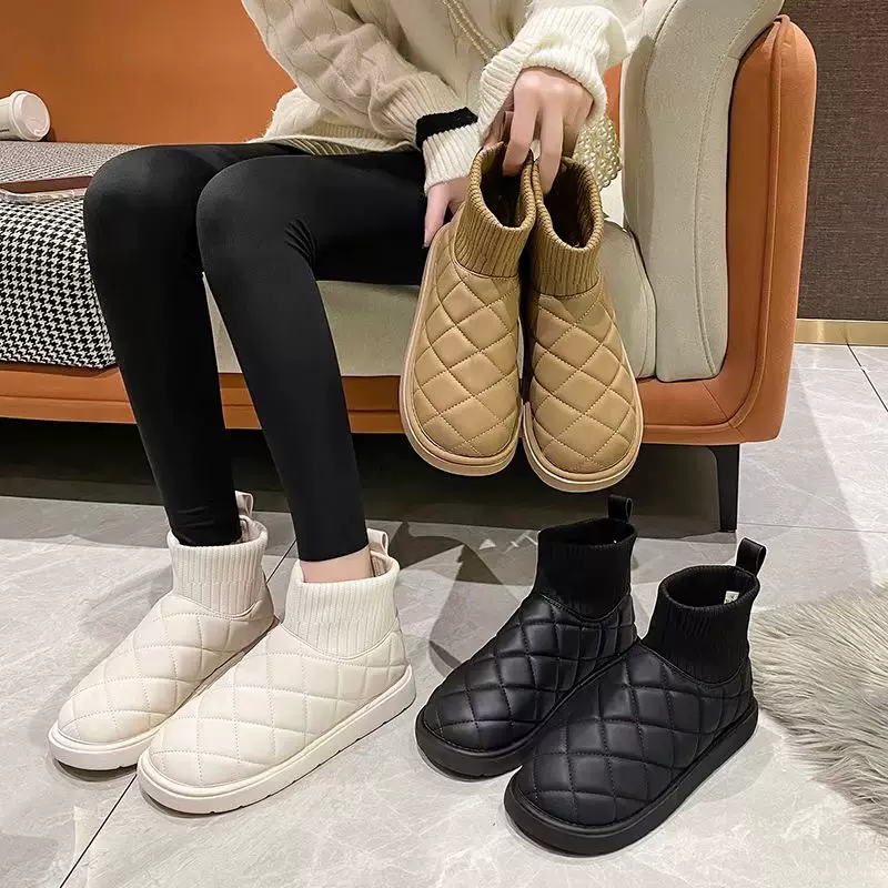 雪地靴女2023年冬季新款加绒大棉鞋女加绒靴子防水防雨雪棉靴工厂