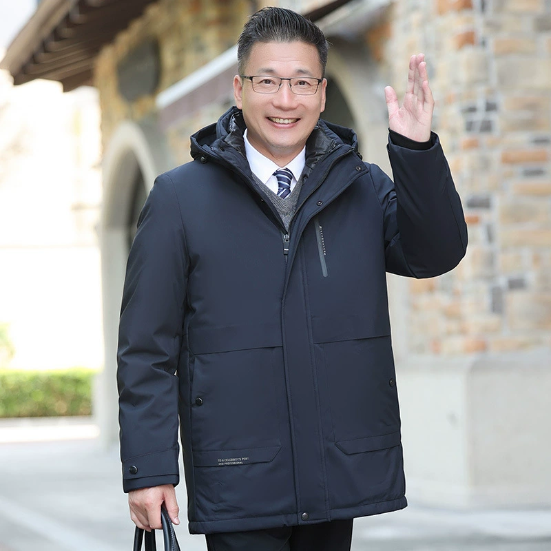 2024 мужская зимняя одежда съемная хлопчатобумажная одежда бизнес большой размер толстый и теплый средний и пожилой папа хлопчатобумажная одежда