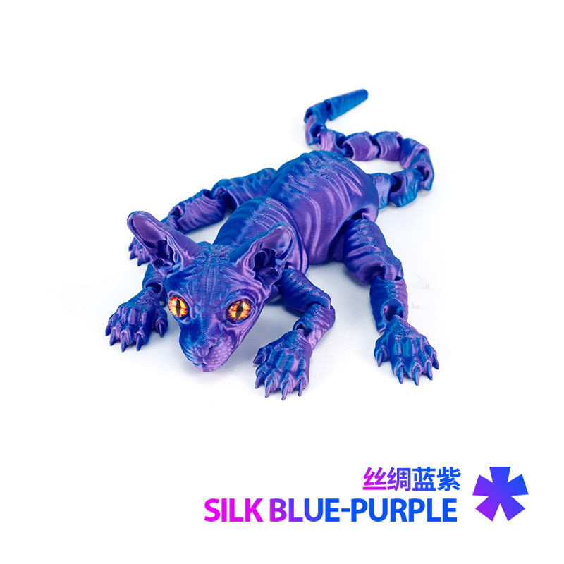 热销新款无毛猫关节可活动3D打印龙摆件手办套装3D打印无毛猫摆件|undefined