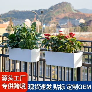 批发长方形懒人挂钩花盆双层储水树脂盆壁挂花盆花卉绿植种植盆