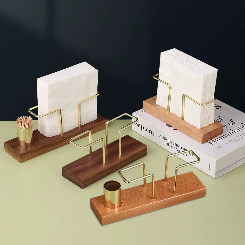 Креативный настольный держатель для зубочисток из цельного дерева из орехового дерева, держатель для бумажных полотенец для обеденного стола, украшения для кафе, салфетки, доступный роскошный держатель для бумажных полотенец