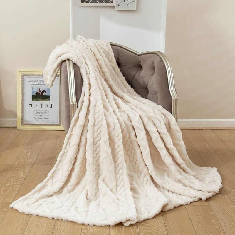 Plush Throw Blanket, increased thickness, simple elegant design, multiple sizes