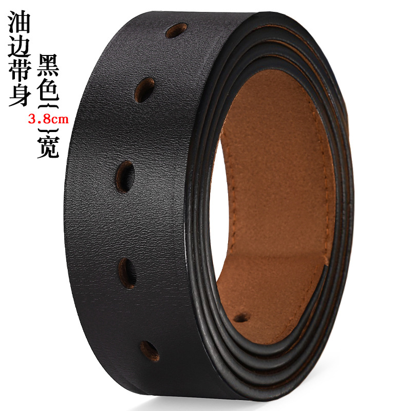 Cinturón sin cabeza de piel de vaca tira de hebilla lisa de cuero de los hombres con cuerpo