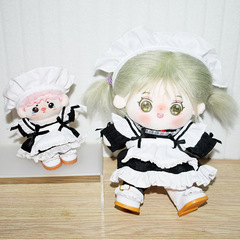 20cm Cotton Doll Super Cute Black and White Maid Costume Doll Dress Up Set 20cm Doll Accessories
