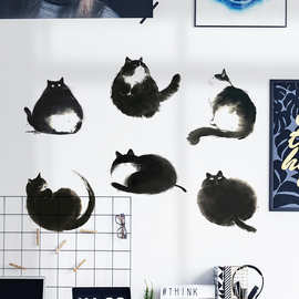 黑色猫咪墙面装饰贴画儿童房贴纸浴室马桶盖美化墙壁画贴 36054
